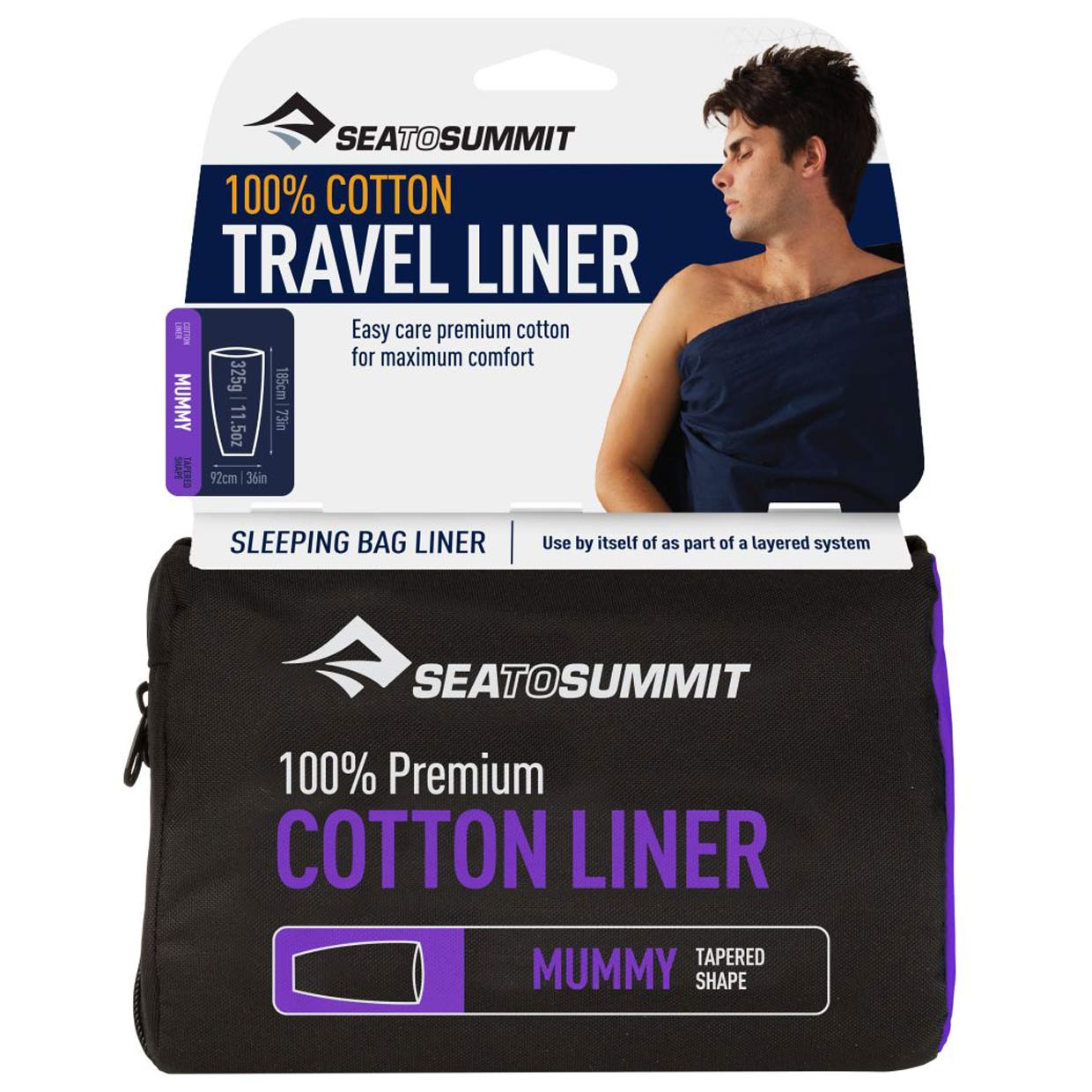 Hüttenschlafsack Premium Cotton Travel Liner Mumienform