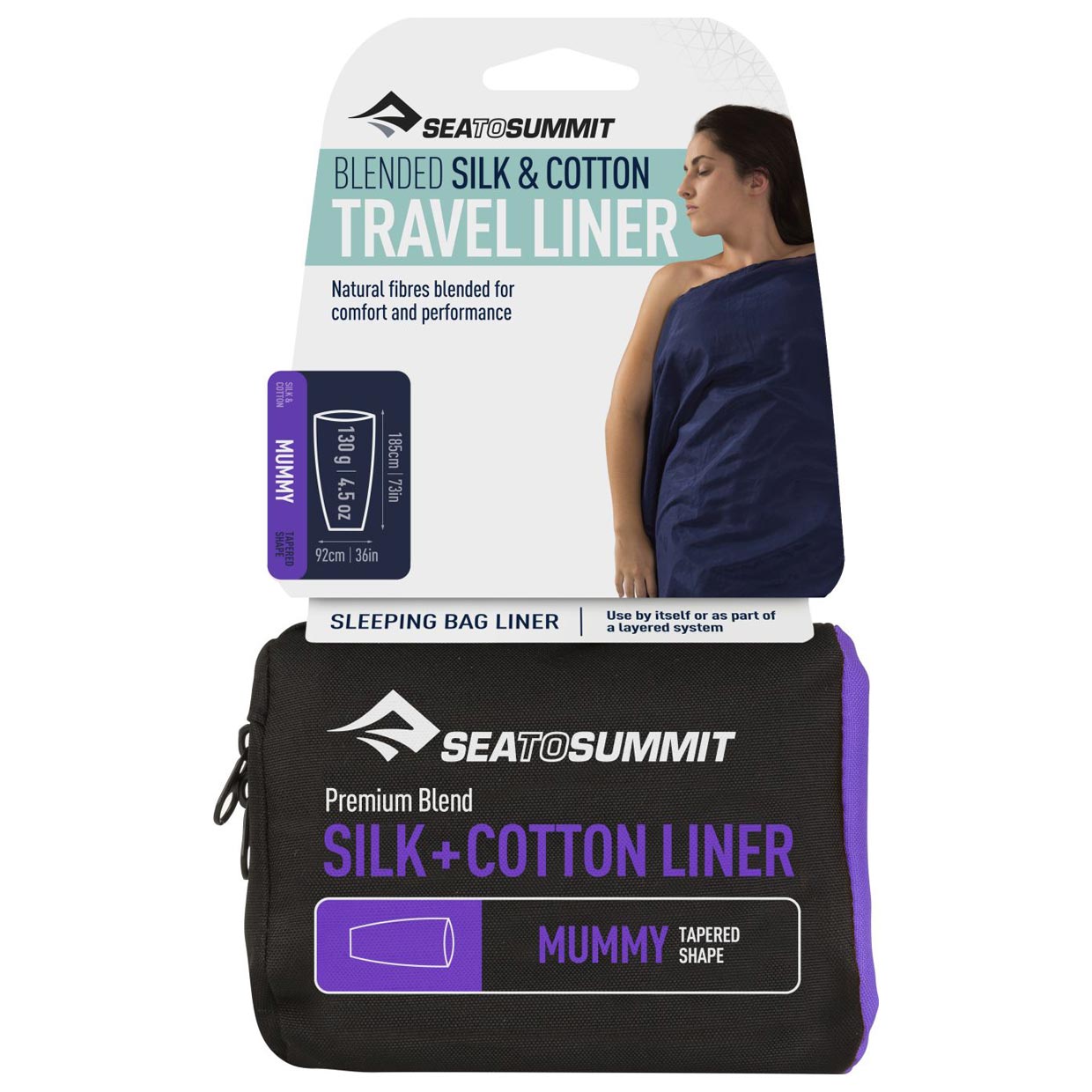 Hüttenschlafsack Silk-Cotton Travel Liner Mumienform